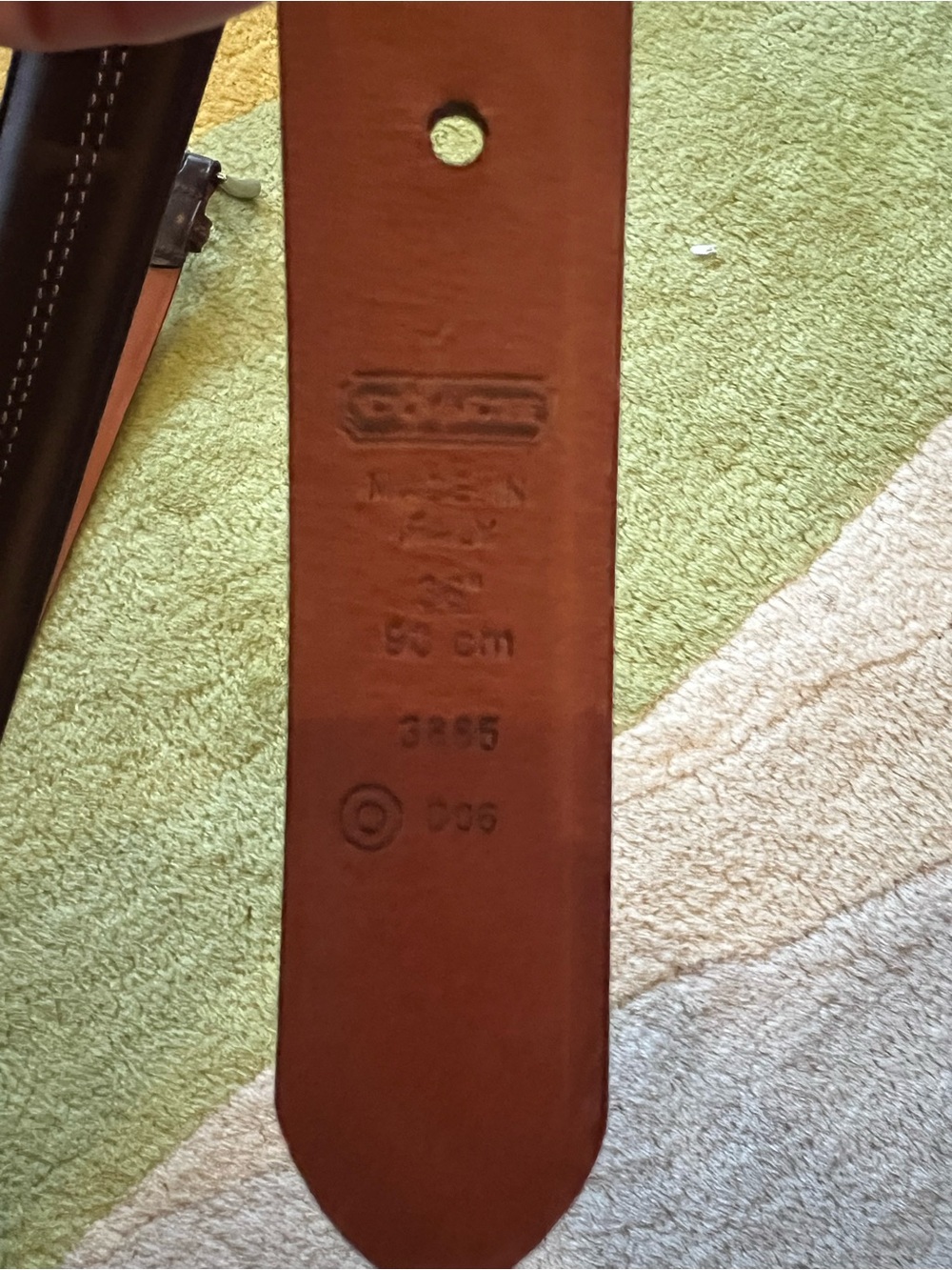 COACH, Leather belt Made in Italy. Men's, Brown 36 inches - Picture 3 of 6